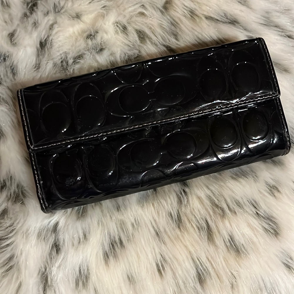 Coach Black Patent Leather Wallet